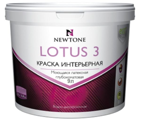 NEWTONE LOTUS 3 краска моющаяся глубокоматовая База А (9 л, 14.2 кг)