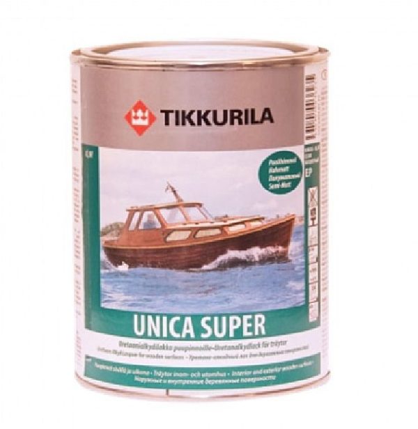 Алкидный лак Tikkurila Unica Super (Уника Супер), полу-матовый 0,9 л